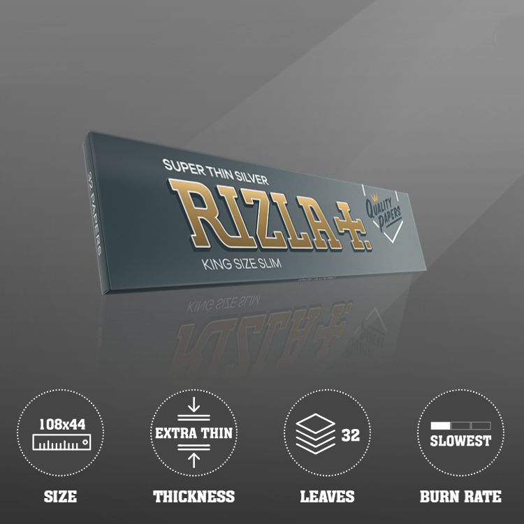 Rizla | Super Thin Silver King Size Box Of 50