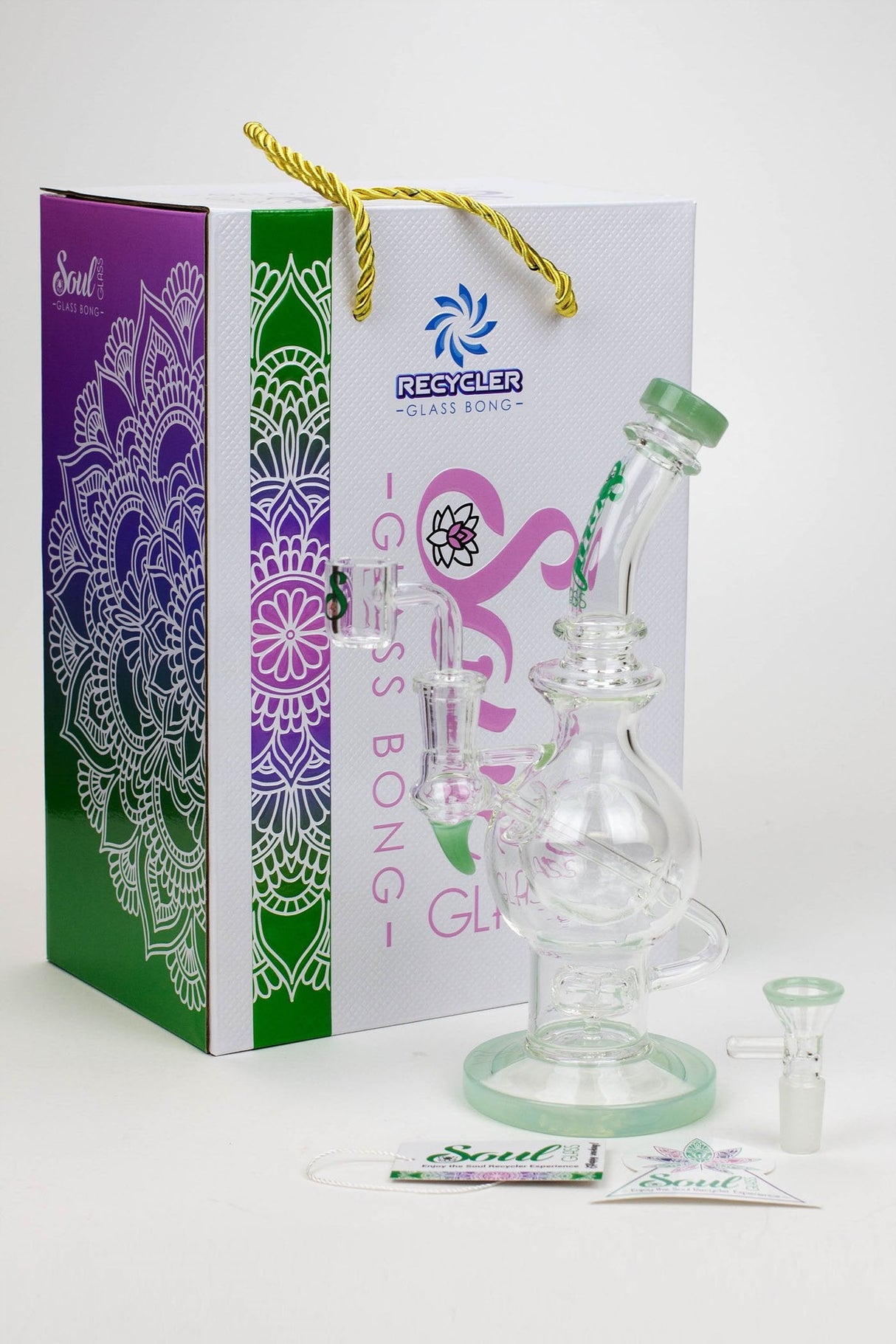 9.5" SOUL Glass 2-in-1 double glass sphere recycler- - One Wholesale