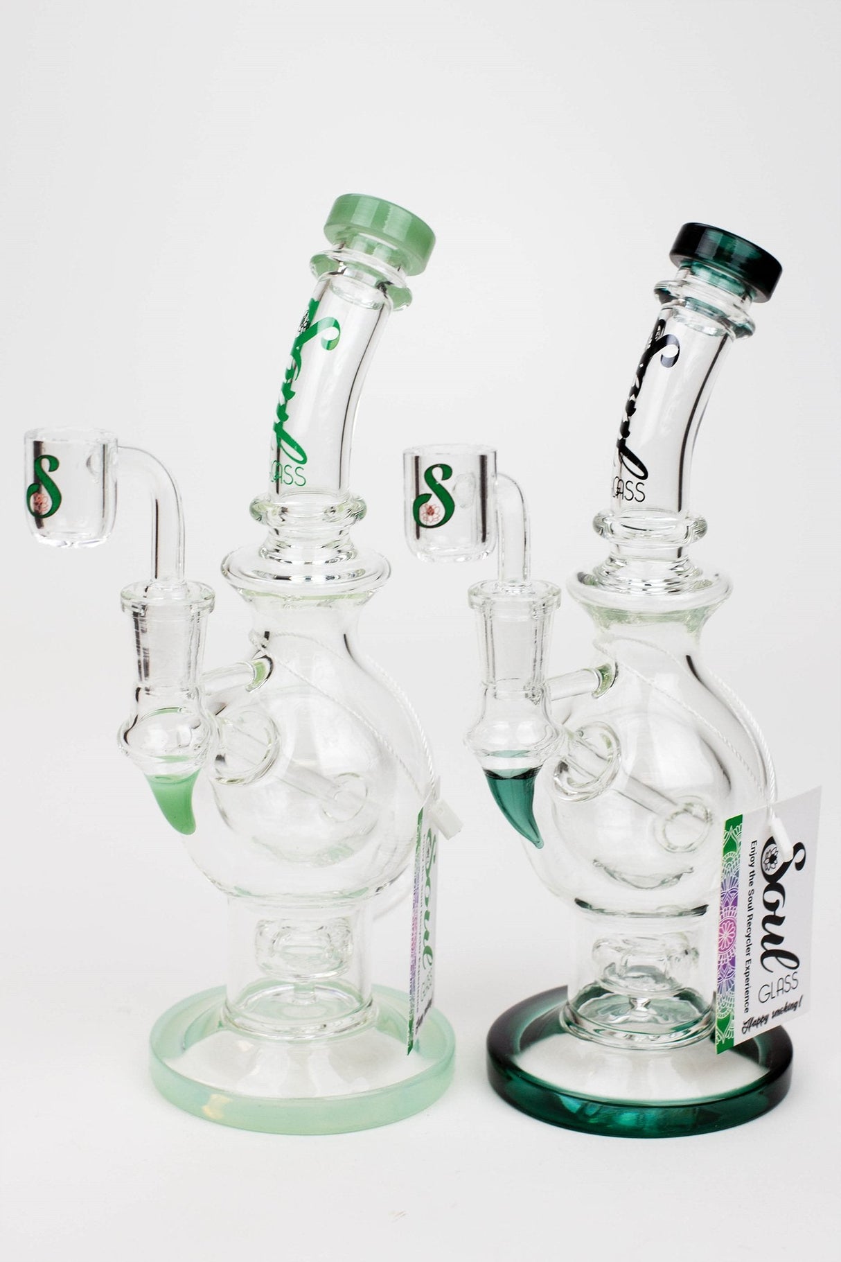 9.5" SOUL Glass 2-in-1 double glass sphere recycler- - One Wholesale