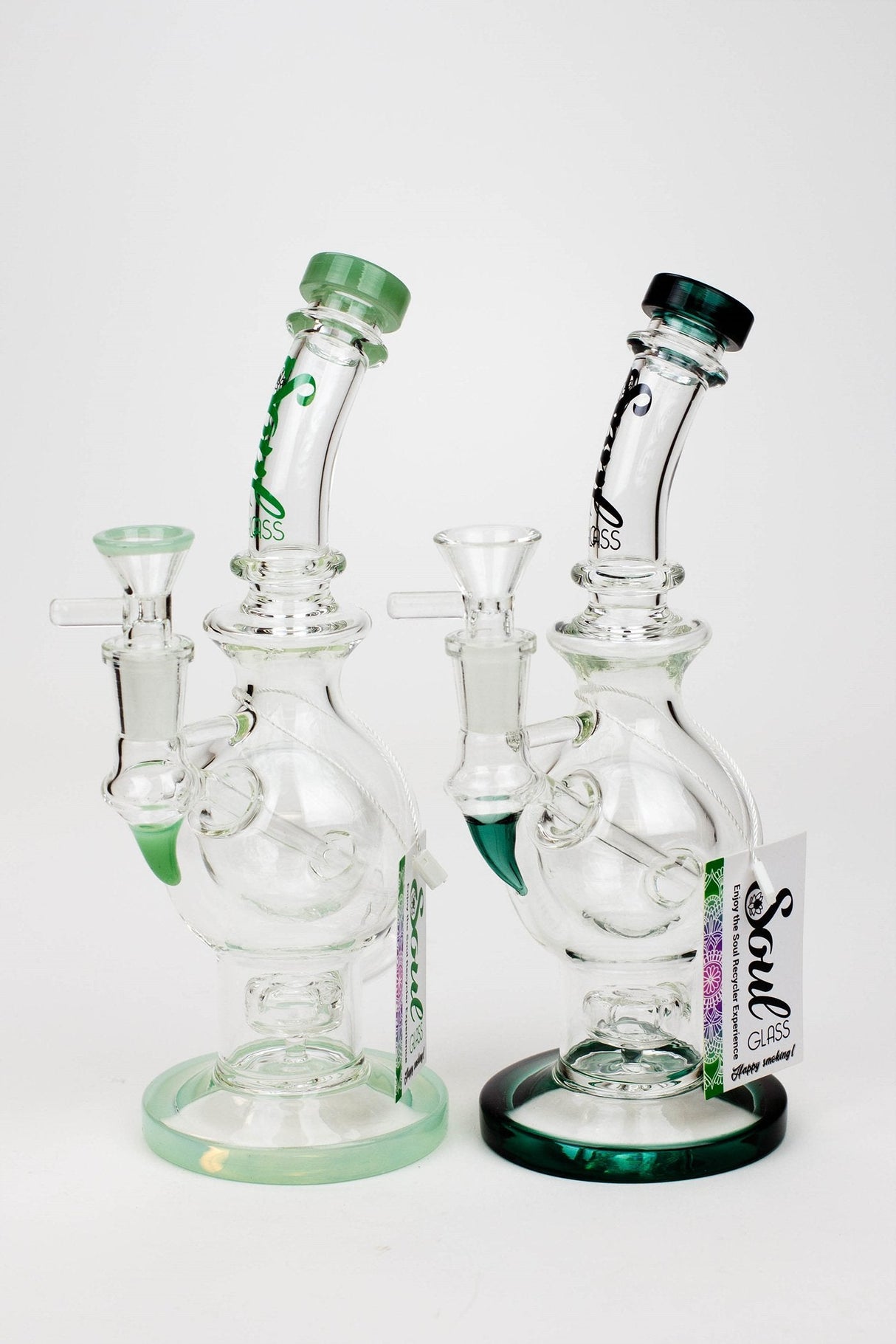 9.5" SOUL Glass 2-in-1 double glass sphere recycler- - One Wholesale