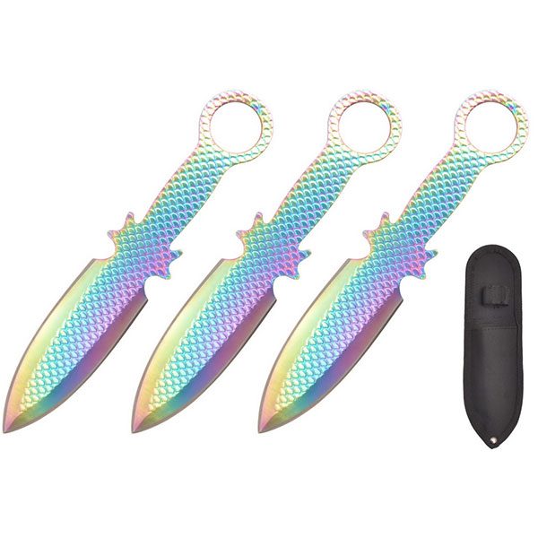 6.5″ Throwing Knives with Sheath 3 Pcs Set – Rainvow [T005017COL] Throwing Knife Canadian Distributor