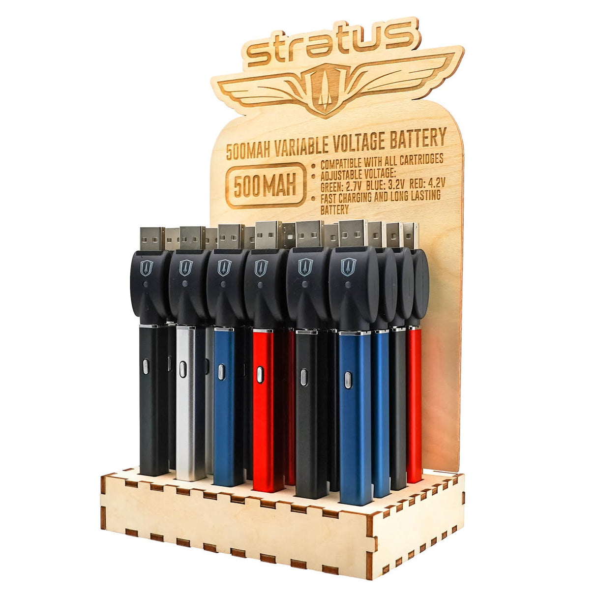 Stratus | 500Mah vape battery W/USB Charger Display of 24