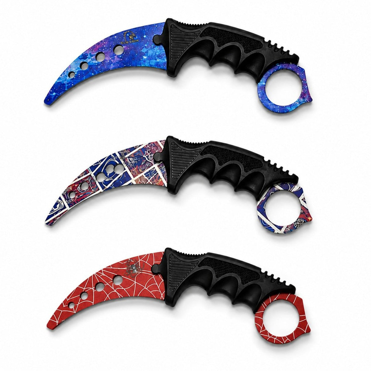 7.5" Non-Sharpened Practice Karambit Knife with Sheath – Assorted Designs