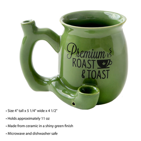 PREMIUM ROAST & TOAST PIPE MUG - GREEN WITH BLACK PRINT