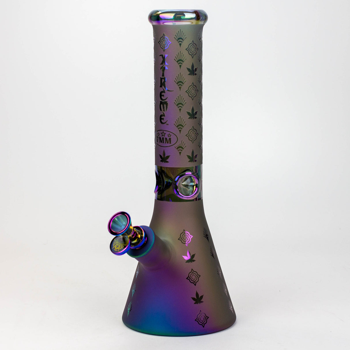 13" XTREME Glass / 7 mm / Sandblast Electroplated Glass beaker Bong [XTR-M209]-Colorfull - One Wholesale