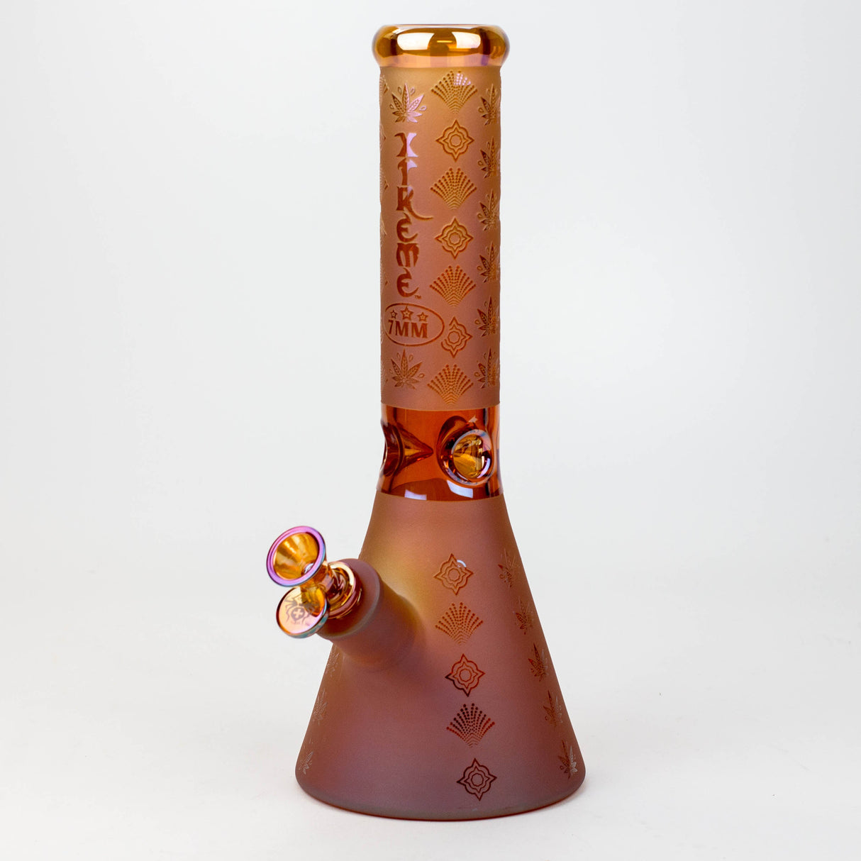13" XTREME Glass / 7 mm / Sandblast Electroplated Glass beaker Bong [XTR-M209]-Wine Red - One Wholesale