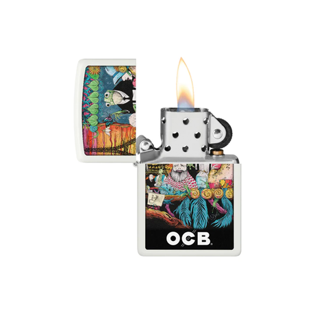 Zippo 214-110387 OCB Reg White Matte Rolling Tray Cafe Culture Zippo Lighter ONE